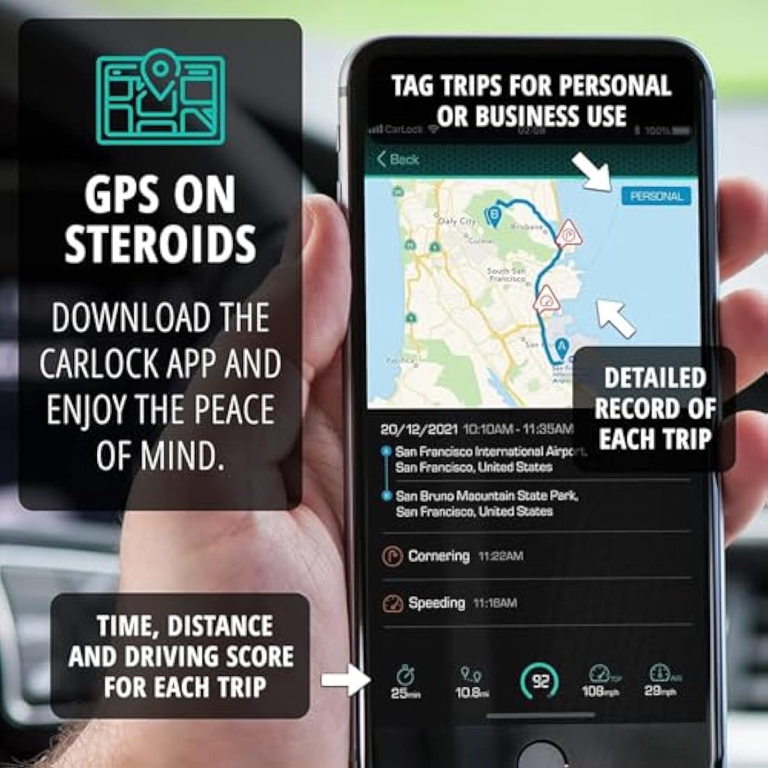 CARLOCK Anti Theft Car Device - Real Time UK 4G LTE Car GPS Tracker & Car Alarm System Security - OBD & Phone App - Auto Van Vehicles Tracking & Instant Alert of Suspicious Behavior