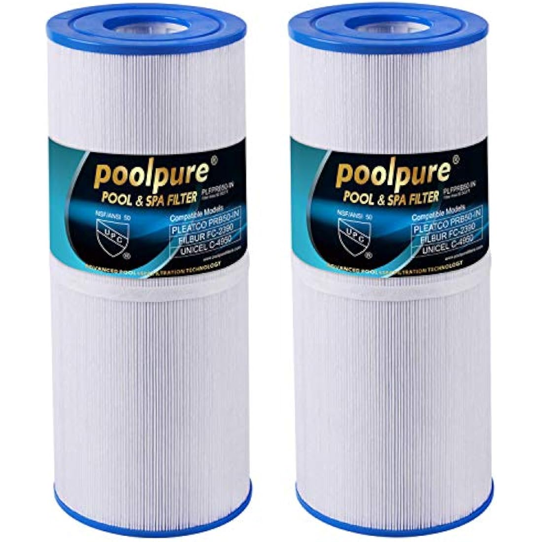 POOLPURE Spa Filter for Hot Tub Compatible with Pleatco PRB50-IN, PRB501N, Unicel C-4950, Filbur FC-2390, Dynamic 03FIL1600, Pentair R173434, 50 sq. ft. Spa Filter Cartridge 5 X 13