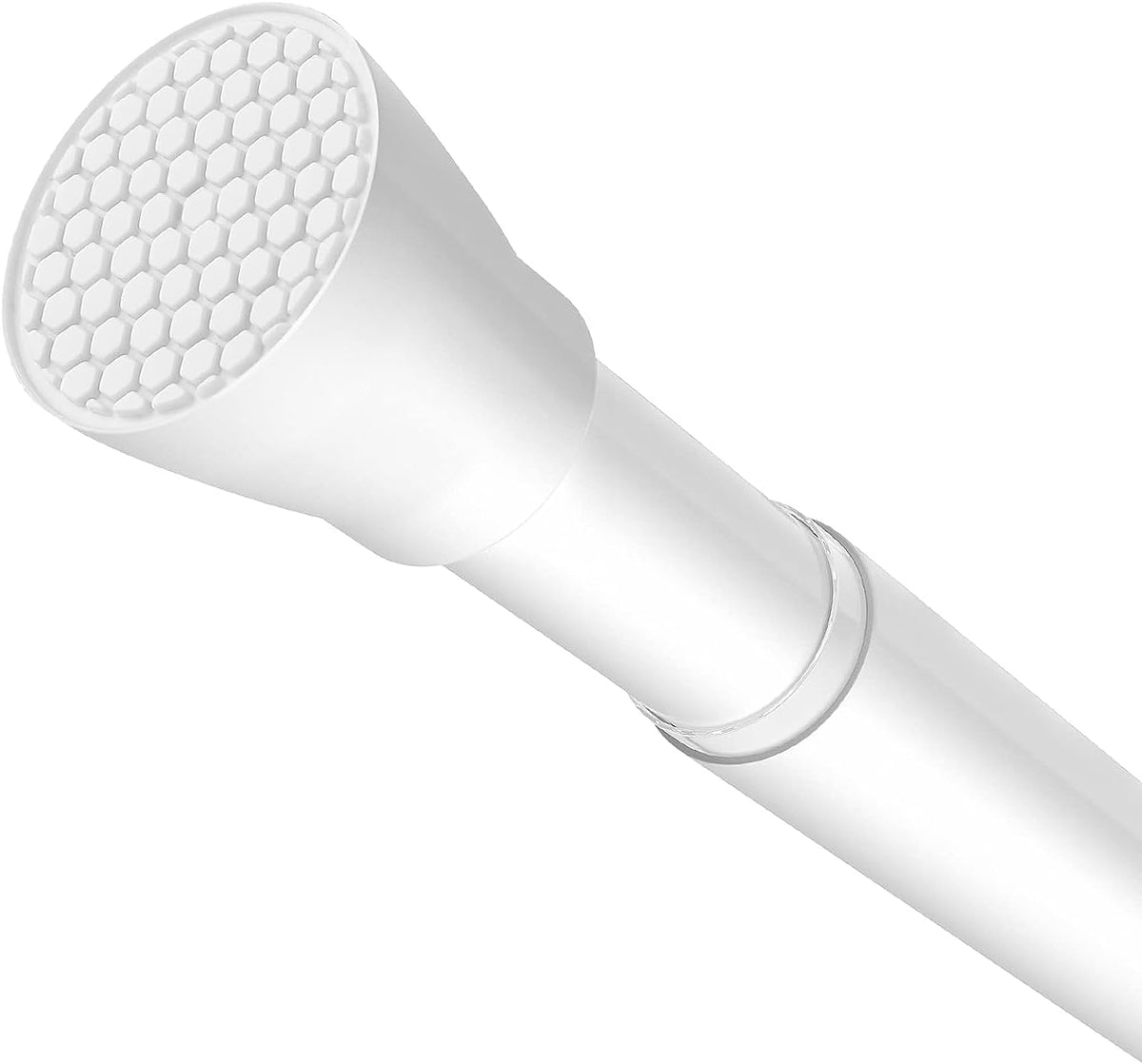ZipGlo White Extendable Shower Curtain Rod, 40"-73", Extendable Shower Curtain Rod, Spring Loaded Extendable Shower Curtain Rod for Closet Window, 1