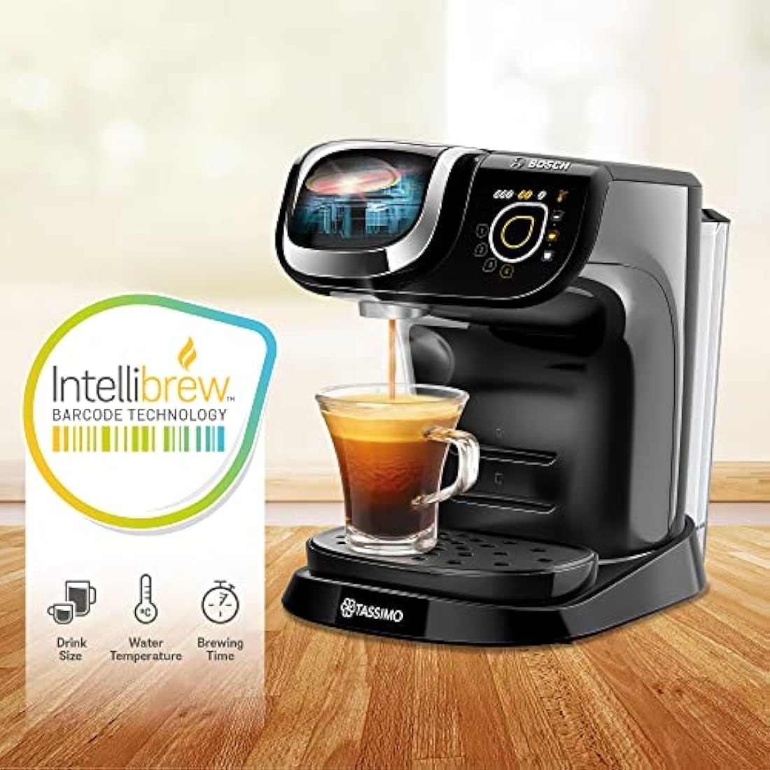 TASSIMO Bosch My Way 2 TAS6502GB Coffee Machine, 1500 Watt, 1.3 Litre - Black