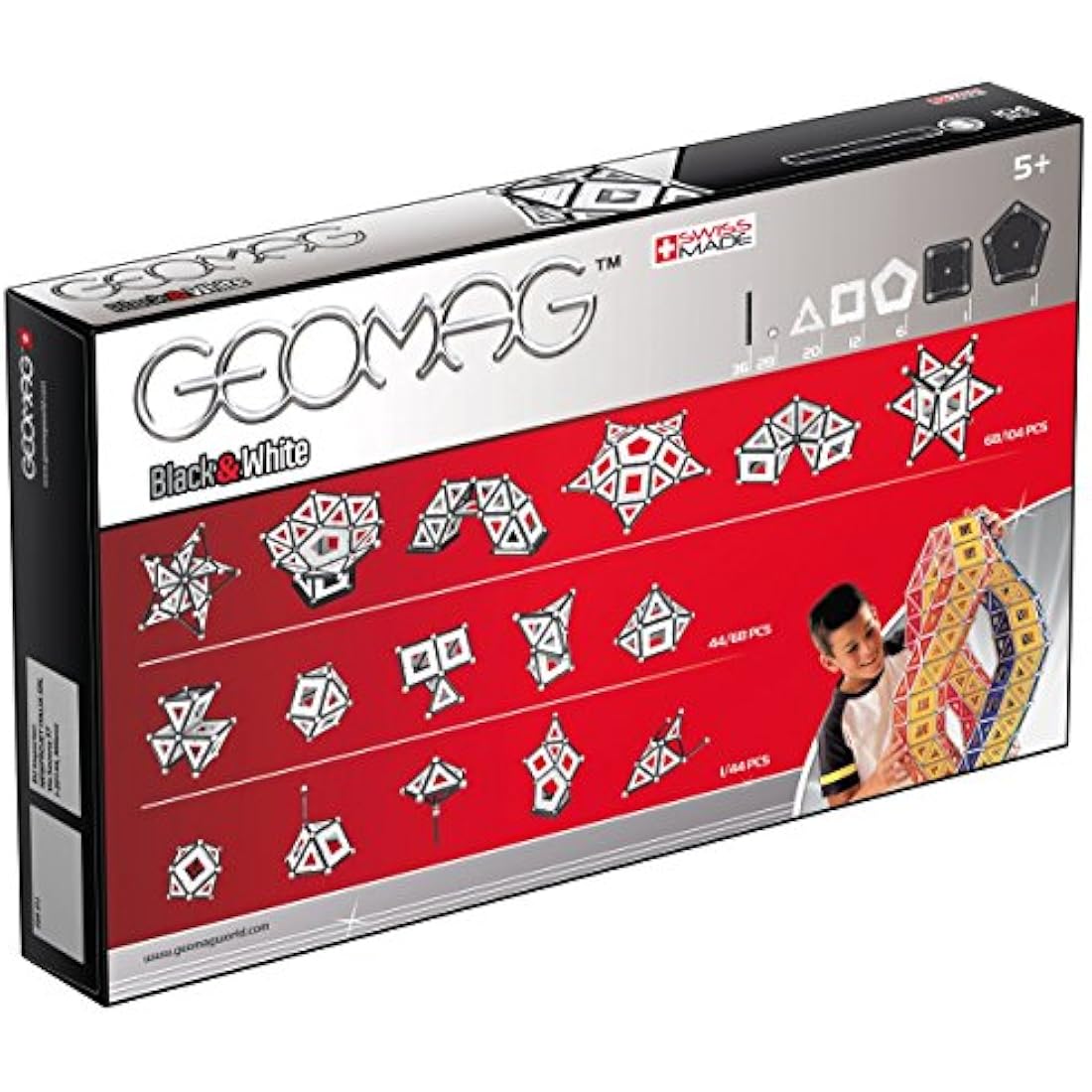 Geomag- 013 - Panels Black and White,104 Pieces