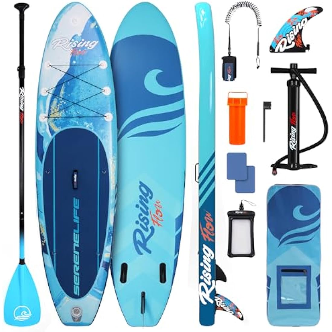 SereneLife Inflatable Stand Up Paddle Board, SUP Board- Paddleboards for Adults & Youth, Surfing Board Kit, 0.63cm Thick Standup Paddleboarding, Non-Slip Deck, Wide Stance, Surf Control w/Backpack