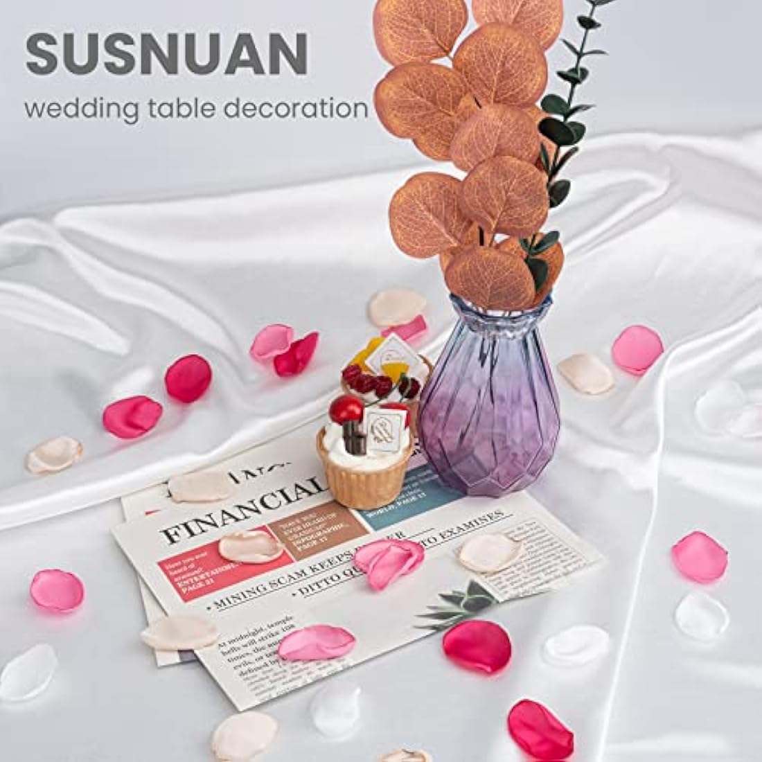 SUSNUAN 200Pcs Silk Rose Petals Artificial Flower Petals for Wedding Decor, Flower Girl Scatter Petals for Aisle Table Centerpieces Reception Proposal Party Romantic Night Decoration（Blush Pink）