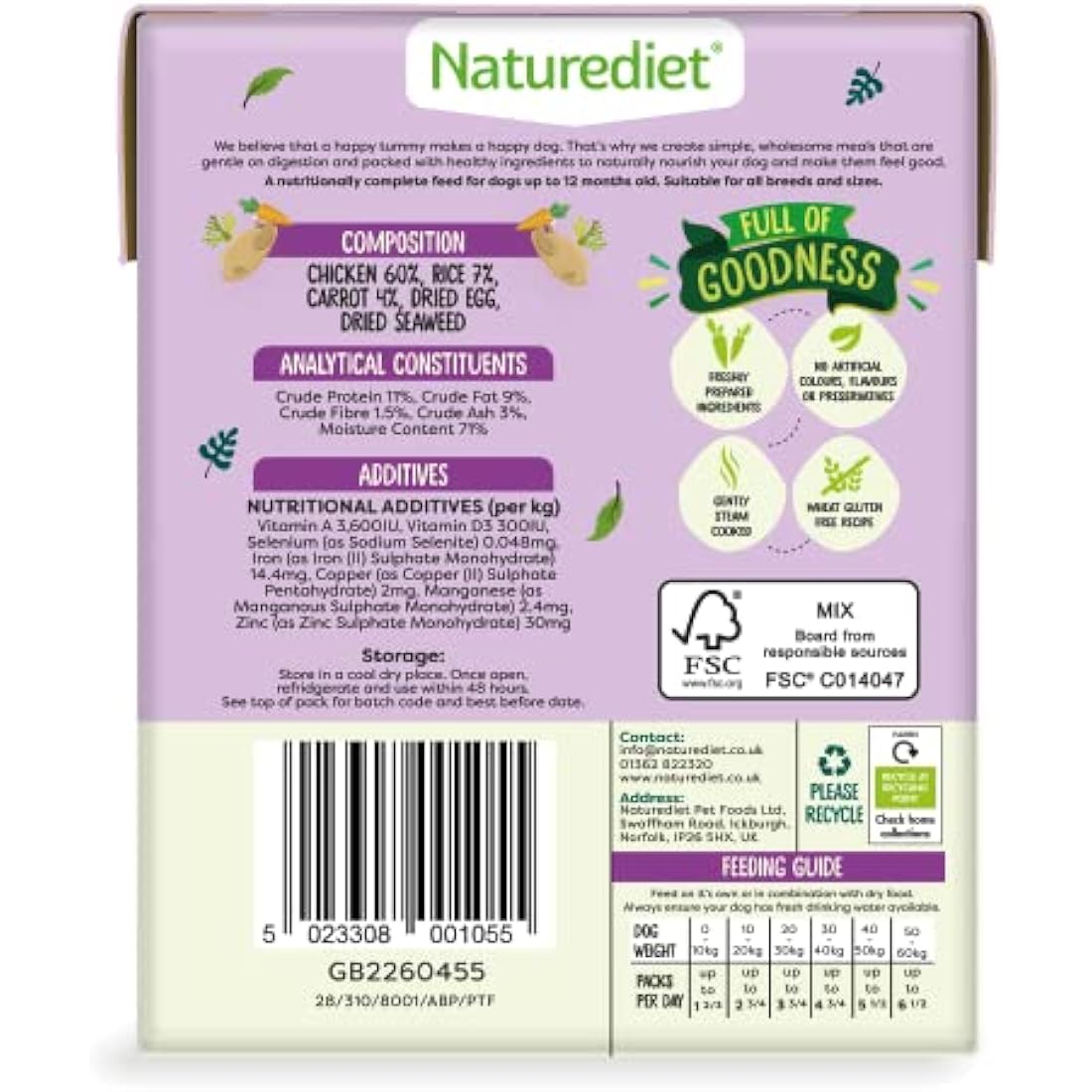 Naturediet - Grain Free Wet Dog Food, Natural and Nutritionally Balanced, Grain Free, Puppy, 390g (Pack of 18)