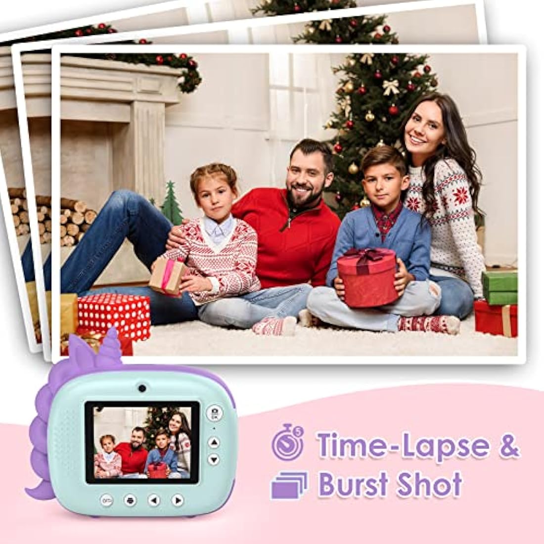 HiMont Kids Camera Instant Print, Digital Camera for Kids with No Ink Print Paper & 32G TF Card, Selfie Video Camera with Color Pens for DIY, Fun Gift for Girls Boys 3-14 Years Old (Green)