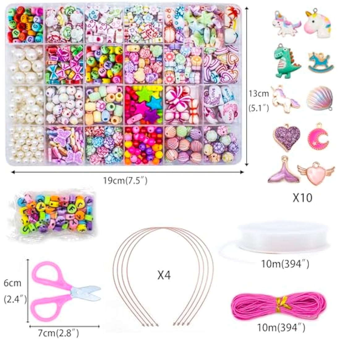 WONDERFORU Children DIY Beads for Jewellery Bracelet Necklaces String Making Kit, Friendship Bracelets Art Craft Kit for Girls Kids, 24 Colors