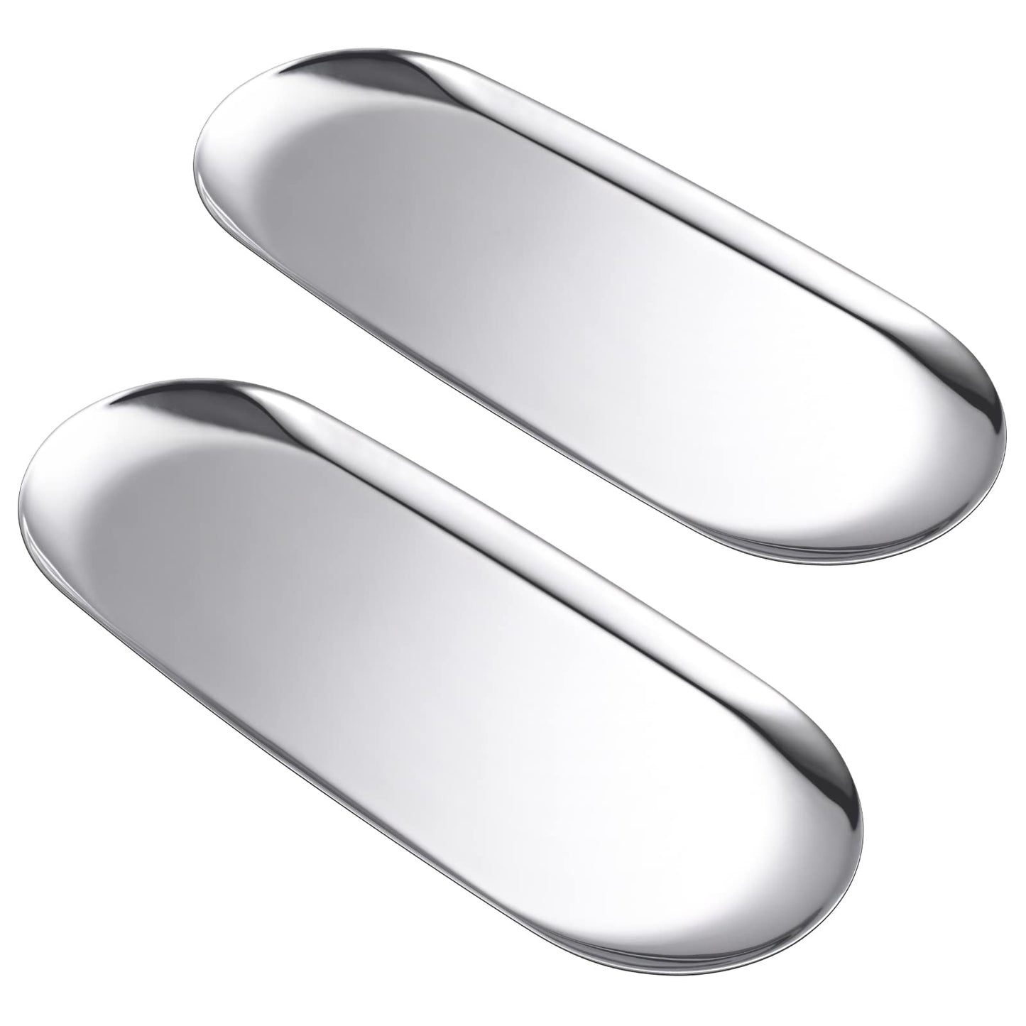 luvtree Set of 2 Multi-Purpose Oval Stainless Steel Tray ? Mirror-Polished,Jewelry & Perfume Storage, Bathroom Organizer, Coffee Table Tray, Candle