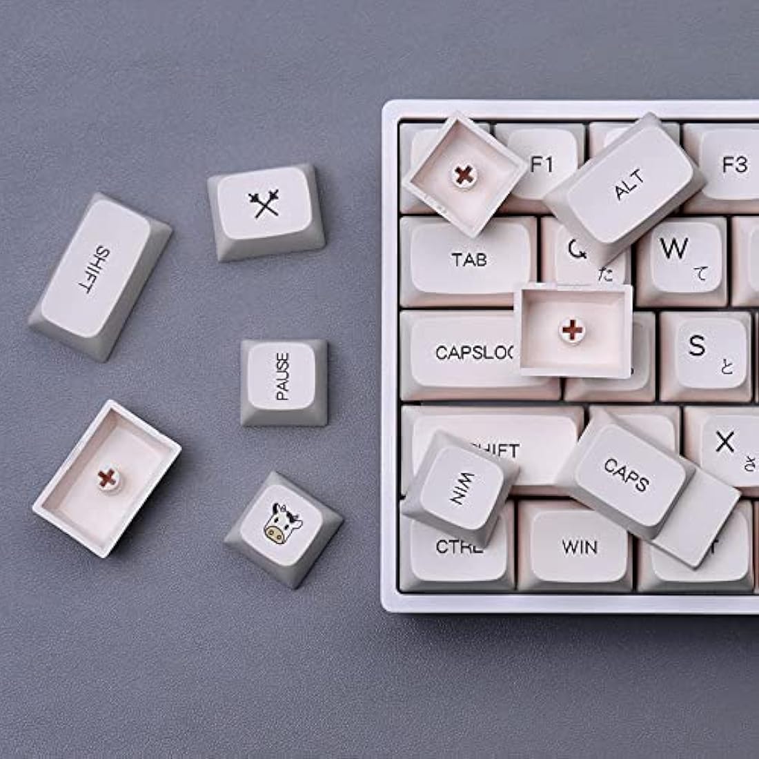 PBT Keycaps 137 Keys XDA Profile DYE-SUB Personalized White Yellow Honey Milk Japanese Keycap Suitable for Mechanical Gaming Keyboard (Japanese)