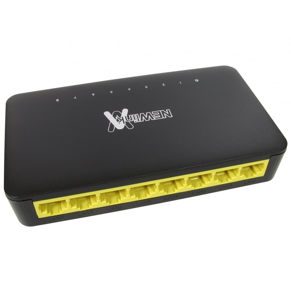 rhinocables - Network Switch Box | 8 Port Connectivity | 10/100/1000 Speed | Plug & Play | LED Indicators | Home & Office Networking | CAT5 CAT6 RJ45
