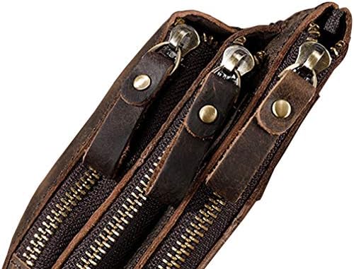 Leather Fanny Waist Bag for Men Women Outdoor Travel Sports Hiking Camping Running Hip Slim Bum Belt Pack Purse Wallet Cell Phone Shoulder Pouch