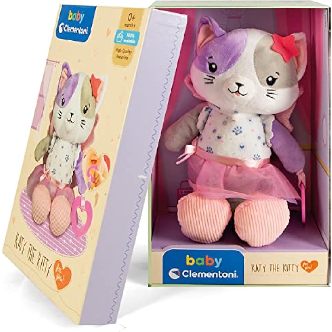 Clementoni Baby 17420, Katy the Kitty Plush Toy for babies, Ages 0 months Plus
