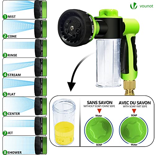 VOUNOT Flexible Garden Hose 30m, Expandable Water Hose Pipe with 8 Modes Water Spray Nozzles Soap Dispenser, Magic Water Pipe, Black