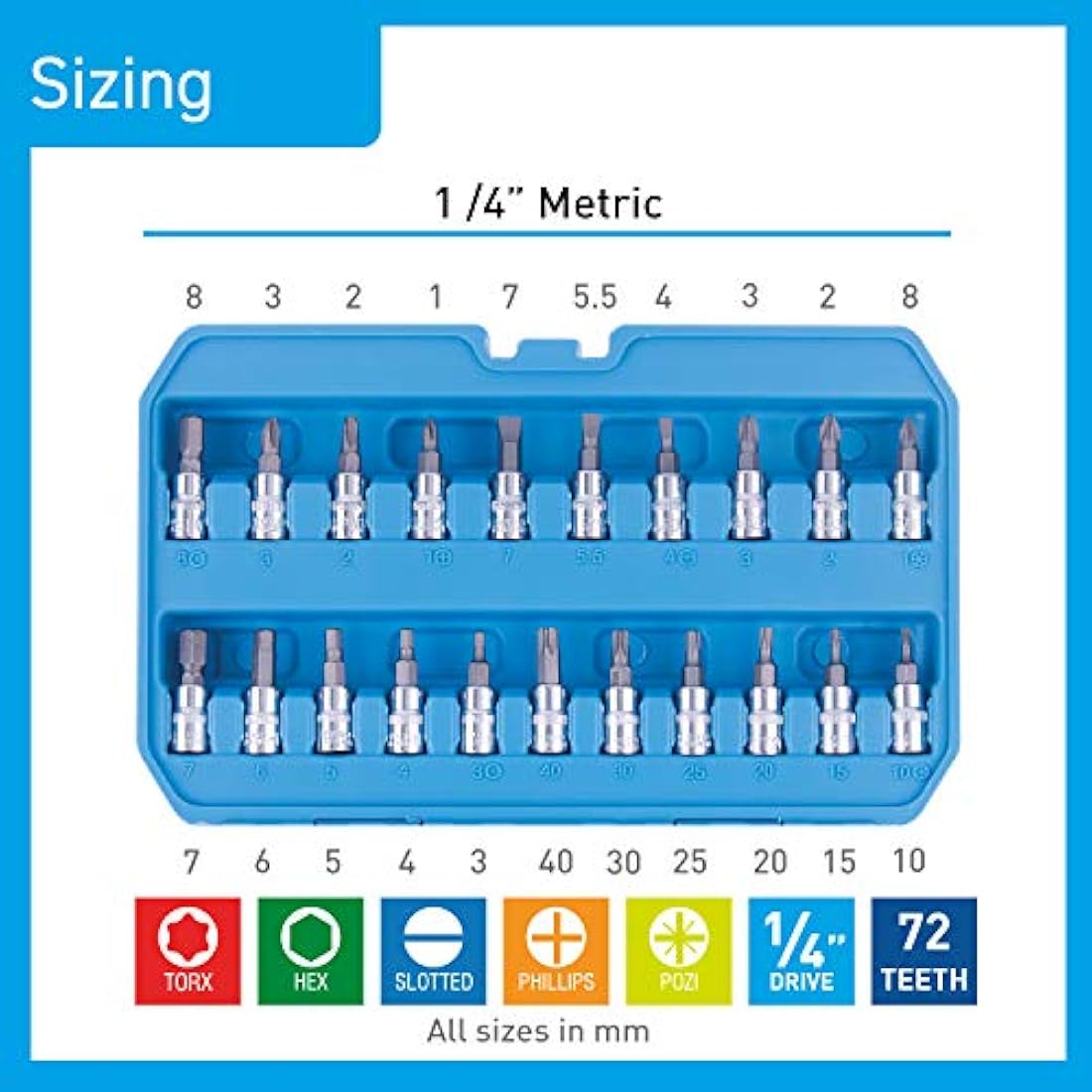 BlueSpot 01530 46 PCE 1/4" Drive Socket Set