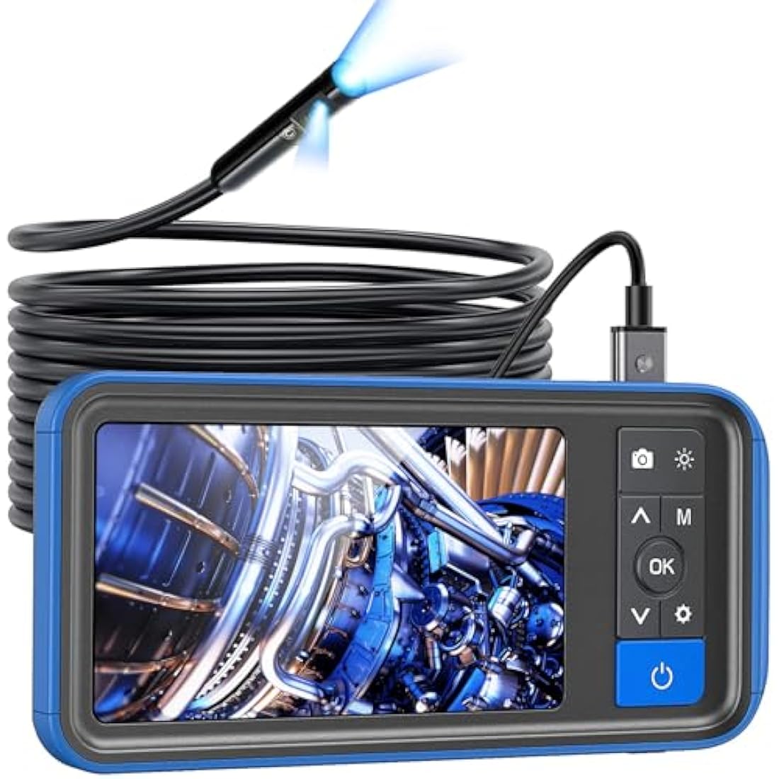Teslong Dual Lens Endoscope Inspection Camera, 4.5 Inch Screen Borescope with Lights,16.5FT Semi-Rigid Waterproof Snake Camera, 32GB TF Card & Carrying Case for Car/Sewer Drain Pipe Inspection