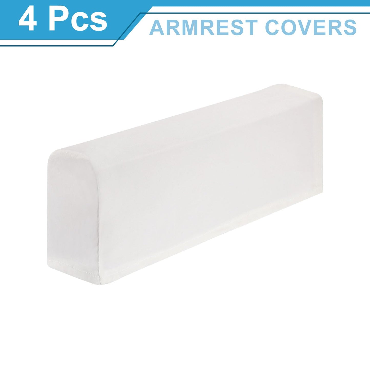 sourcing map 4Pcs Stretch Armrest Covers, Polyester Soft Armchair Slipcovers Couch Recliner Arm Cover for Chair Sofa Protector, White