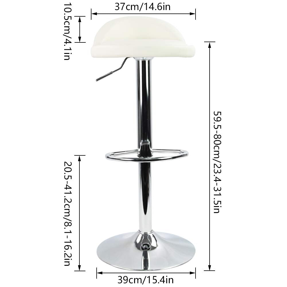 KKTONER PU Leather Round Bar Stool with Back Rest Height Adjustable Swivel Pub Chair Home Kitchen Bar stools Backless Stool with Footrest (White)