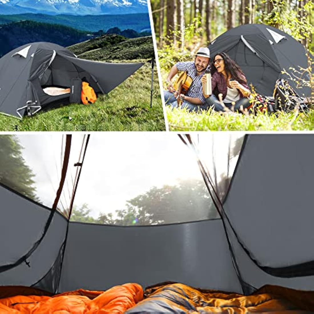 Bessport Tent 1 & 2 & 3 Person Ultralight Camping Tents, 3-4 Season Waterproof & Windproof Dome Tent, Small Pack Size, Suitable for Adults, Hiking, Camping, Outdoor