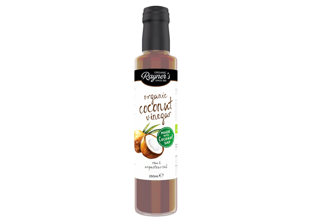 Rayner's Organic Raw Coconut Vinegar, 6 x 250 ml ? Organic, Made with Coconut Sap, Raw, Gluten-Free & Vegan