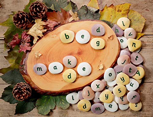 Yellow Door Alphabet Pebble Word-Building Set | ABC Spelling lowercase letter Stones | Educational Toy for kids age 2 3 4 5 | Durable Outdoor Learning | Set of 50 | phonics and CVC words | literacy