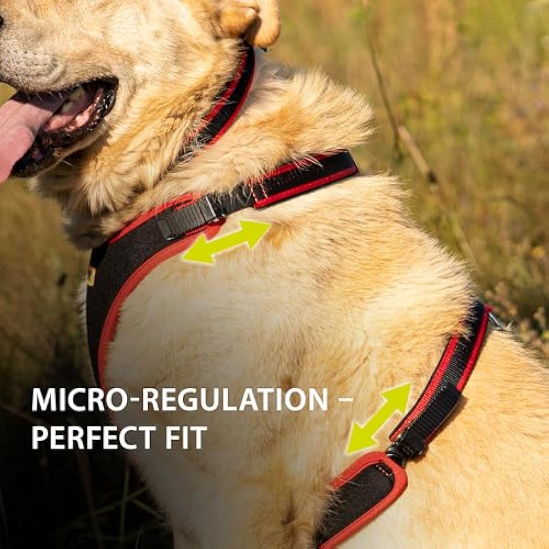 Ferplast Medium Size Dog Harness ERGOCOMFORT MEDIUM, Adjustable Dog Harness, Comfortable, Padded, Double Micro-adjustment Closure, Quick Release, Red