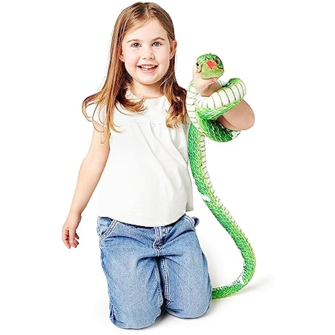 Zappi Co Kids Stuffed Soft Cuddly Plush Snake Toy - Part of Safari Animals Collection: Realistic and Lifelike, Perfect for Kids (180 cm Length)(Green Tree python)