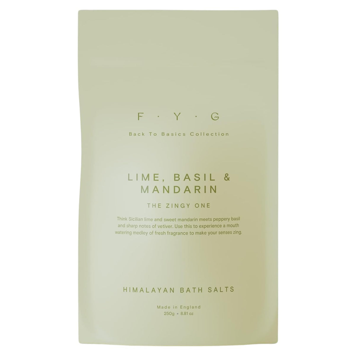 FYG - Himalayan Bath Salts, Lime, Basil & Mandarin - with Basil & Vetiver - Himalayan Pink Salt with Essential Minerals - Soothes Skin & Calms