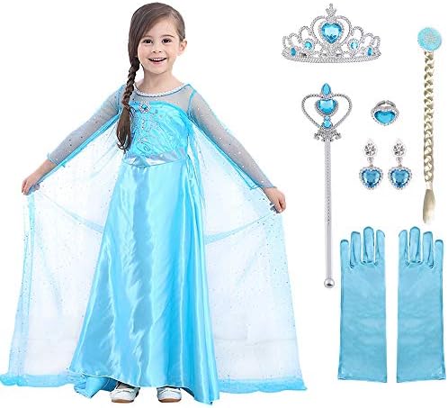 URAQT Dress Princess Costume, Princess Dress Up for Girls, Deluxe Fancy Costume with Accessories, Perfect for Christmas Birthday Party Carnival Cosplay