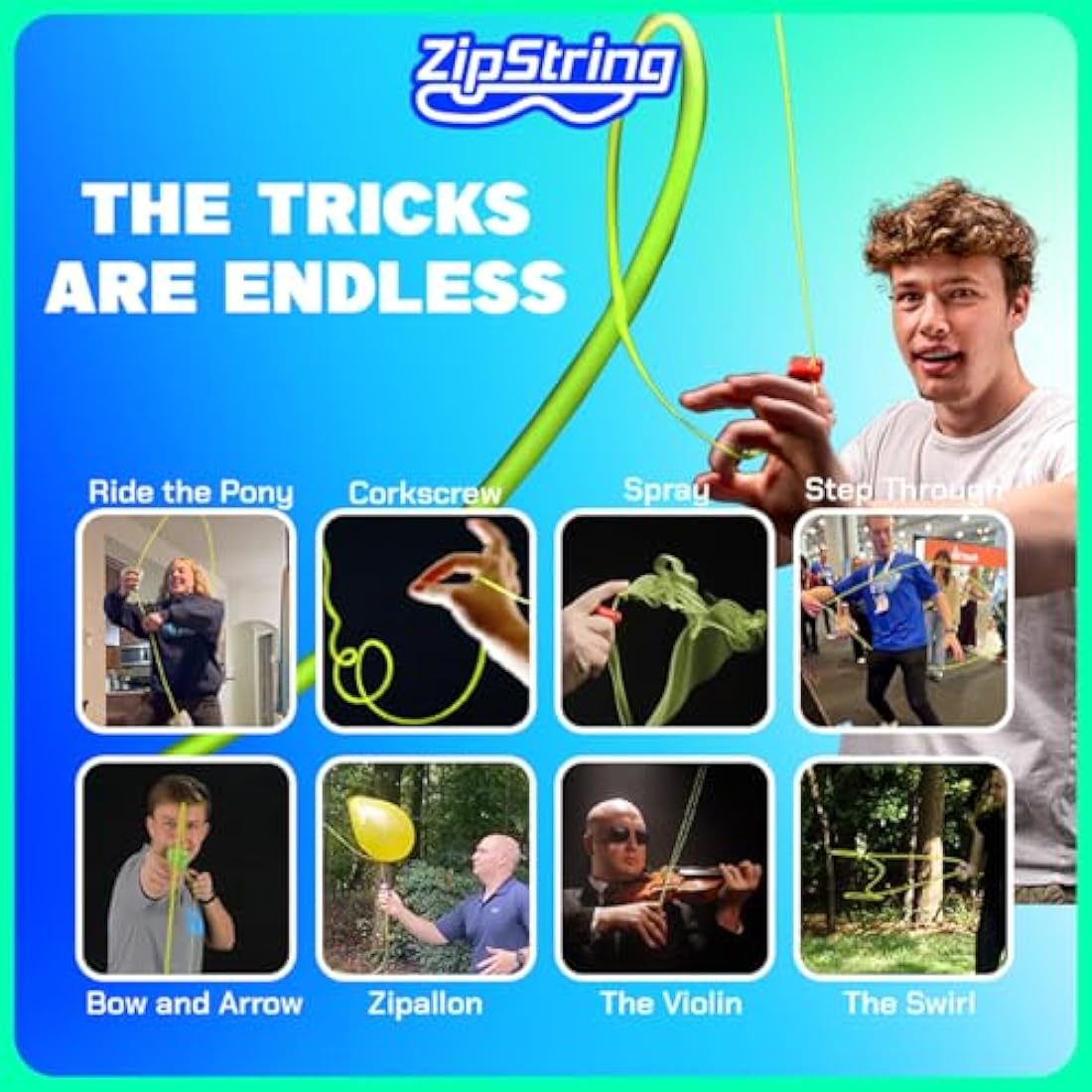 ZipString - String Rope Launcher - Outdoor Toy Viral, Fidget Toy for Kids and Adults - Cool Toys - Rock it Red Zip String Toy