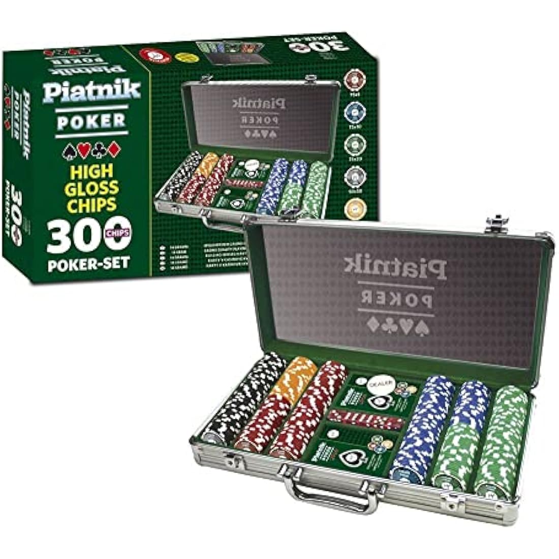 Piatnik 7903 "300 Chips - High Gloss Poker Set in Aluminum Case