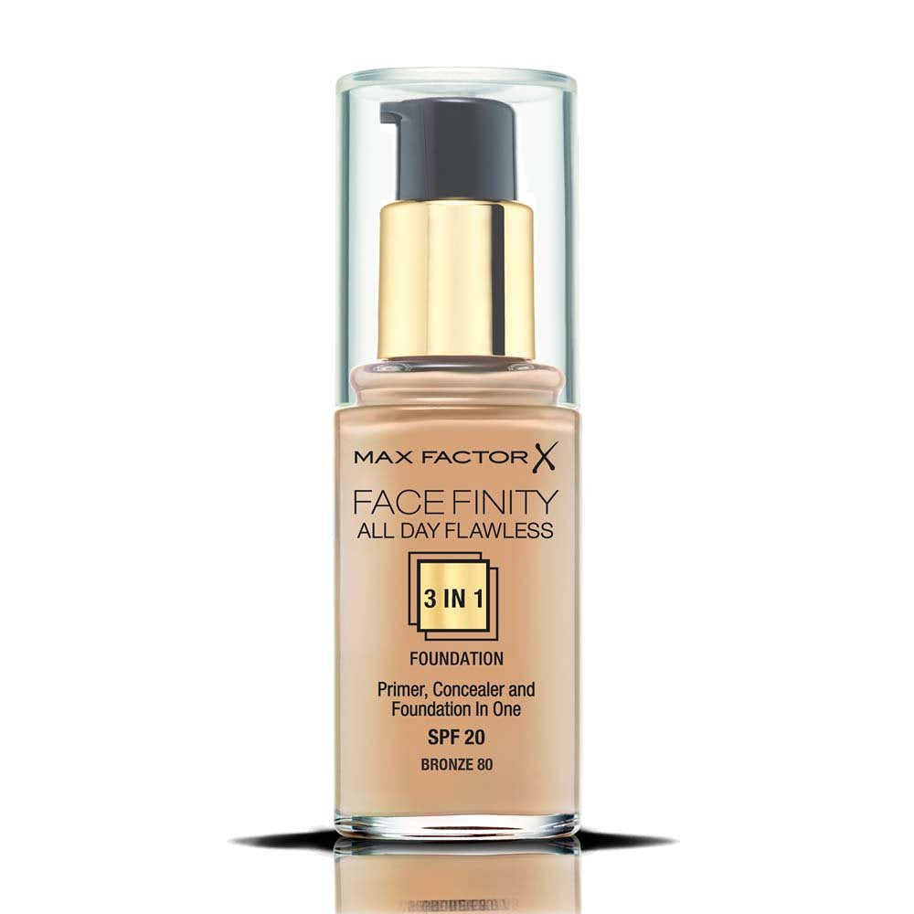 Max Factor Facefinity 3-In-1 All Day Flawless Foundation, SPF 2, Bronze 8, 3 ml