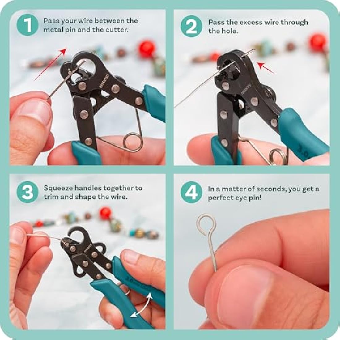 The Beadsmith One Step Looper – Create and Trim Consistent 3 mm Loops for Jewelry, Use with 18-26g Craft Wire