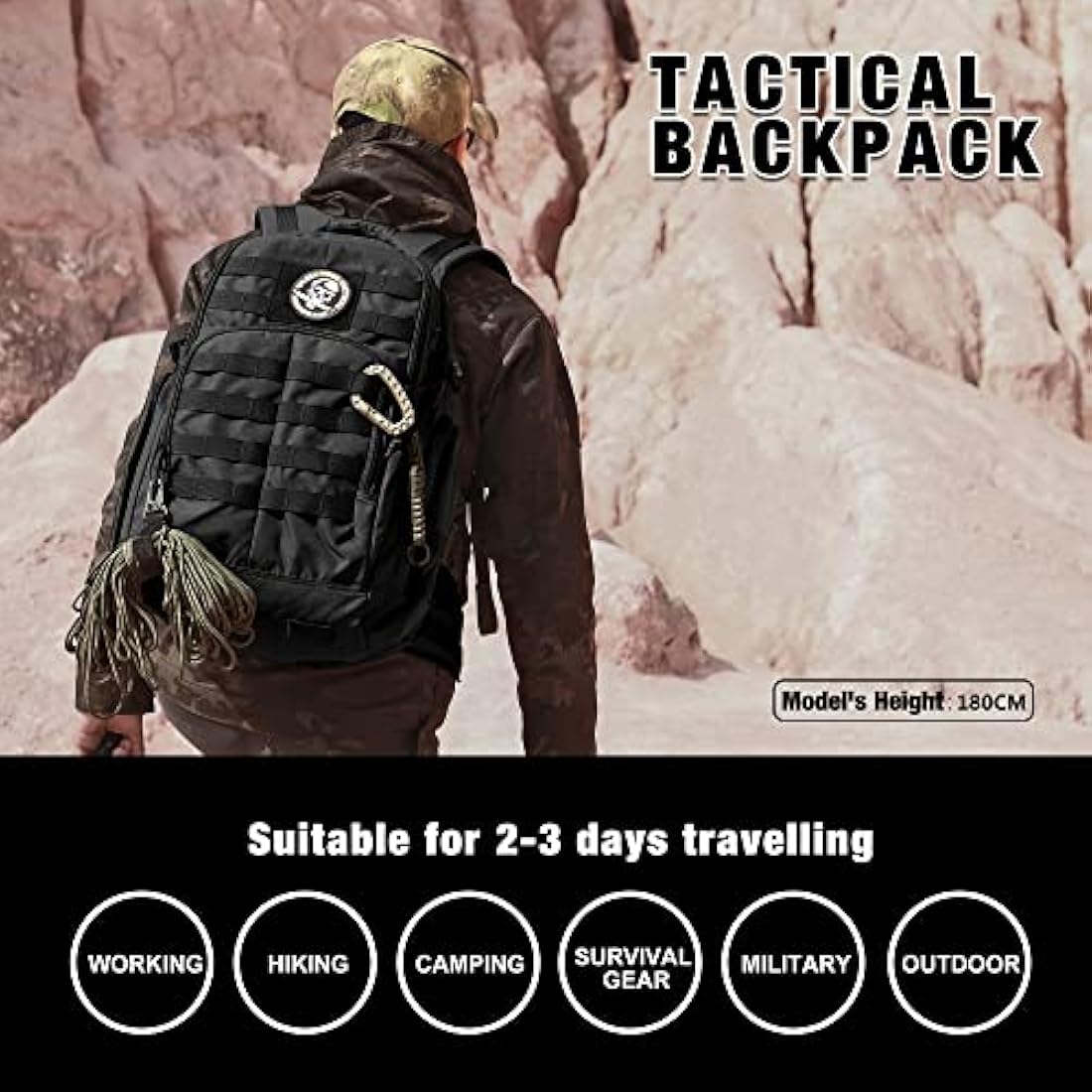 Mardingtop 40L Military Tactical Backpack Practical Rucksack for Men with Molle System Outdoor Hiking Backpack Army Backpack for Hiking, Traveling, Mountaining
