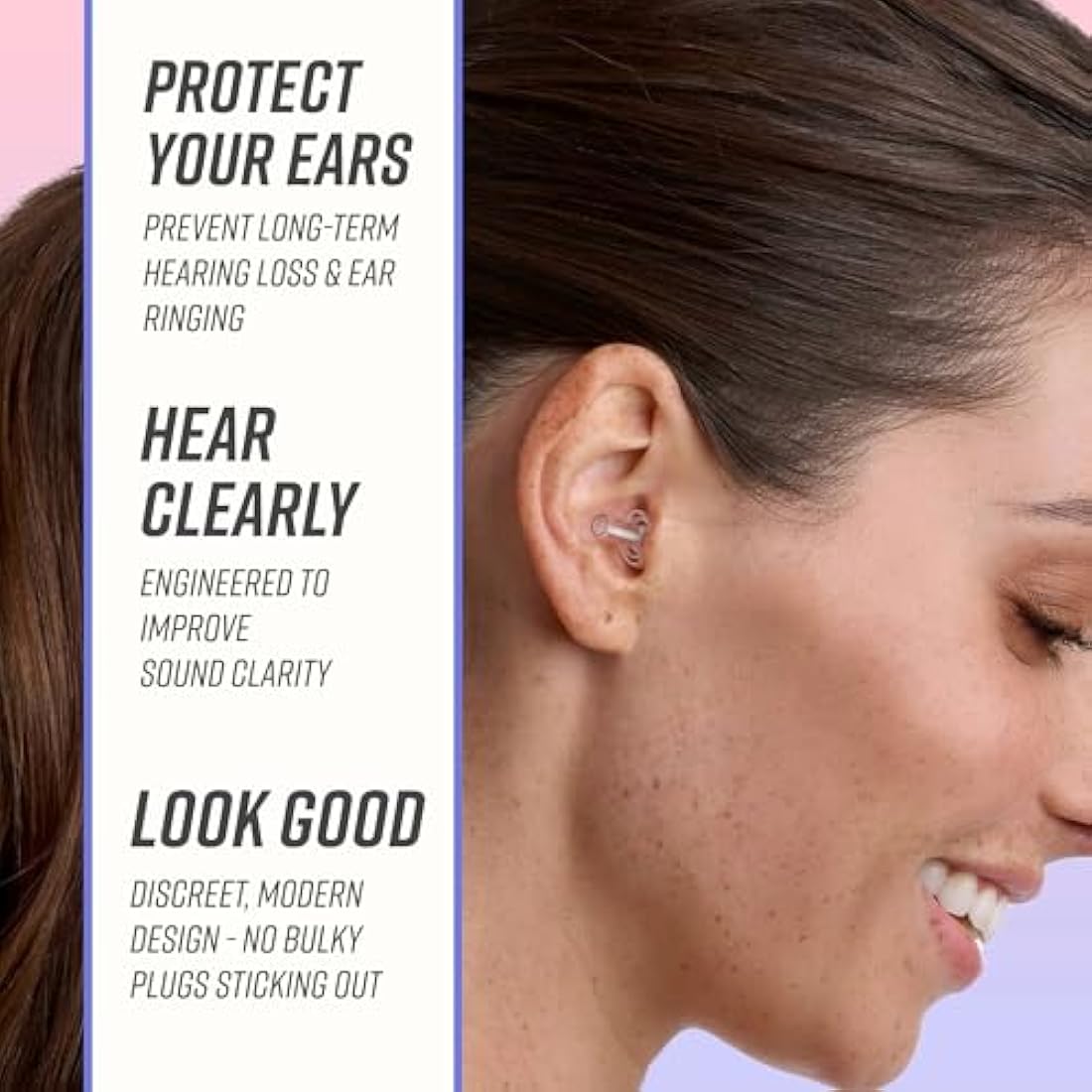 Vibes High Fidelity Earplugs – Comfortable and Reusable Hearing Protection for Concerts and Live Music, Virtually Invisible Design with Travel Case