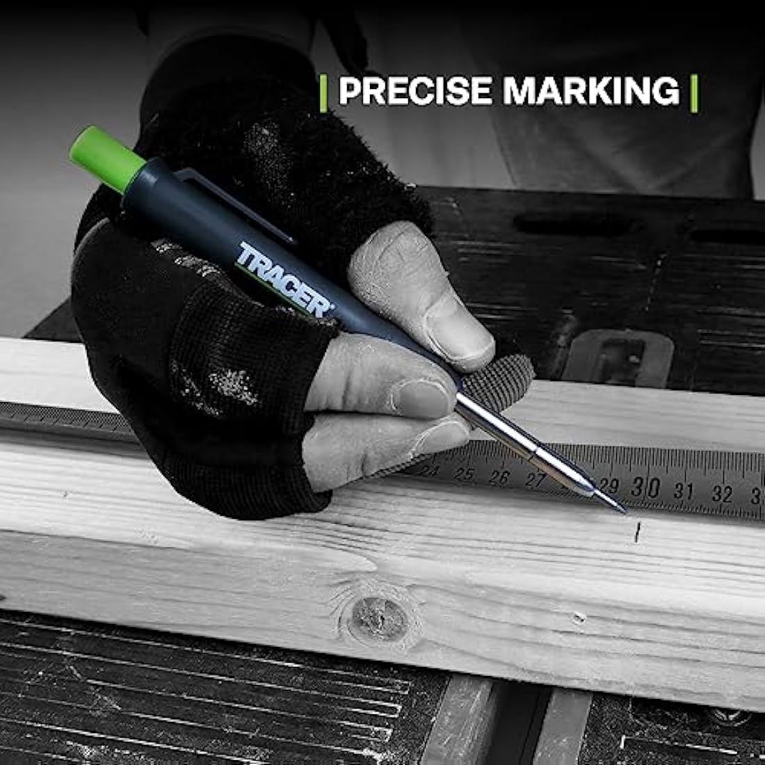 Tracer Deep Hole Construction Pencil with 6 x Replacement Lead Pack and accompanying Site Holsters all-in-one Marking Kit. Carpenter Pencil Set