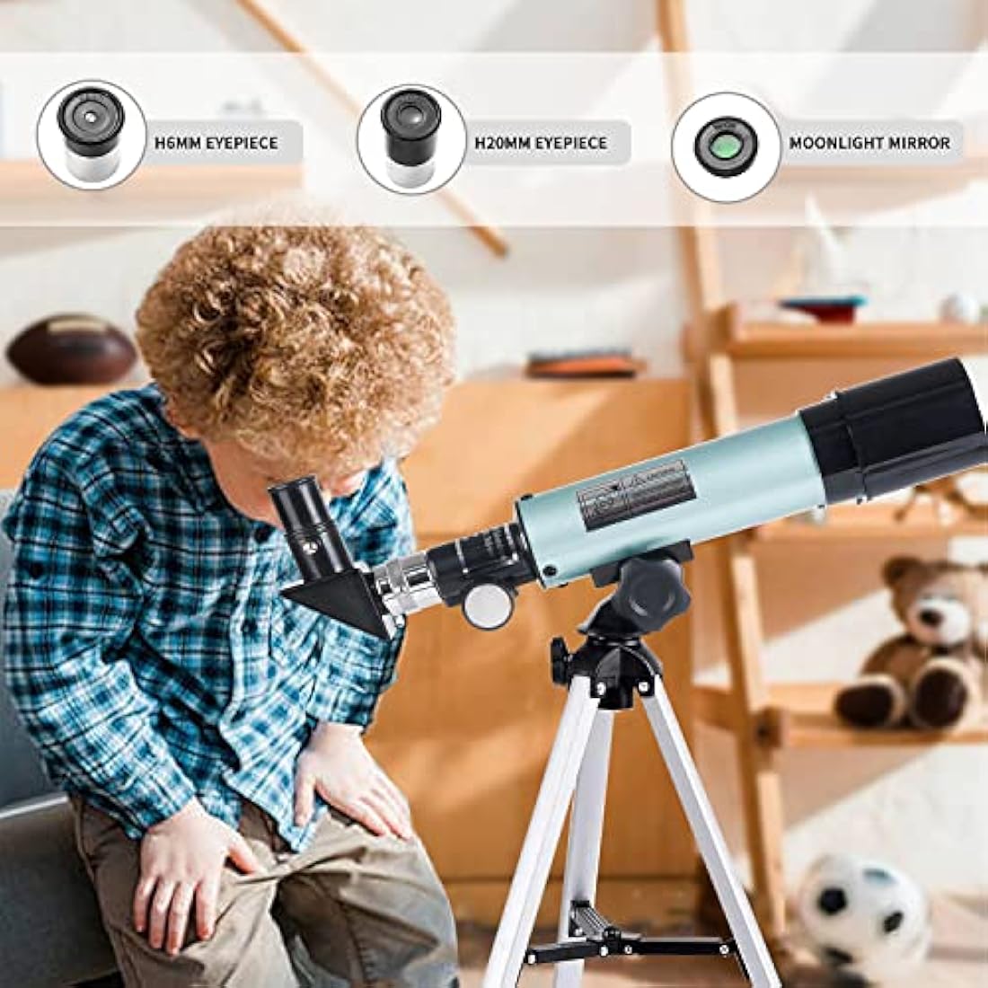 Mijiao Telescope for Kids, Astronomical Telescope Zoom 90X HD Outdoor Monocular Space Telescopes Portable Refractor Spotting Scope With Tripod, Telescope for Adults, Kids and Beginner