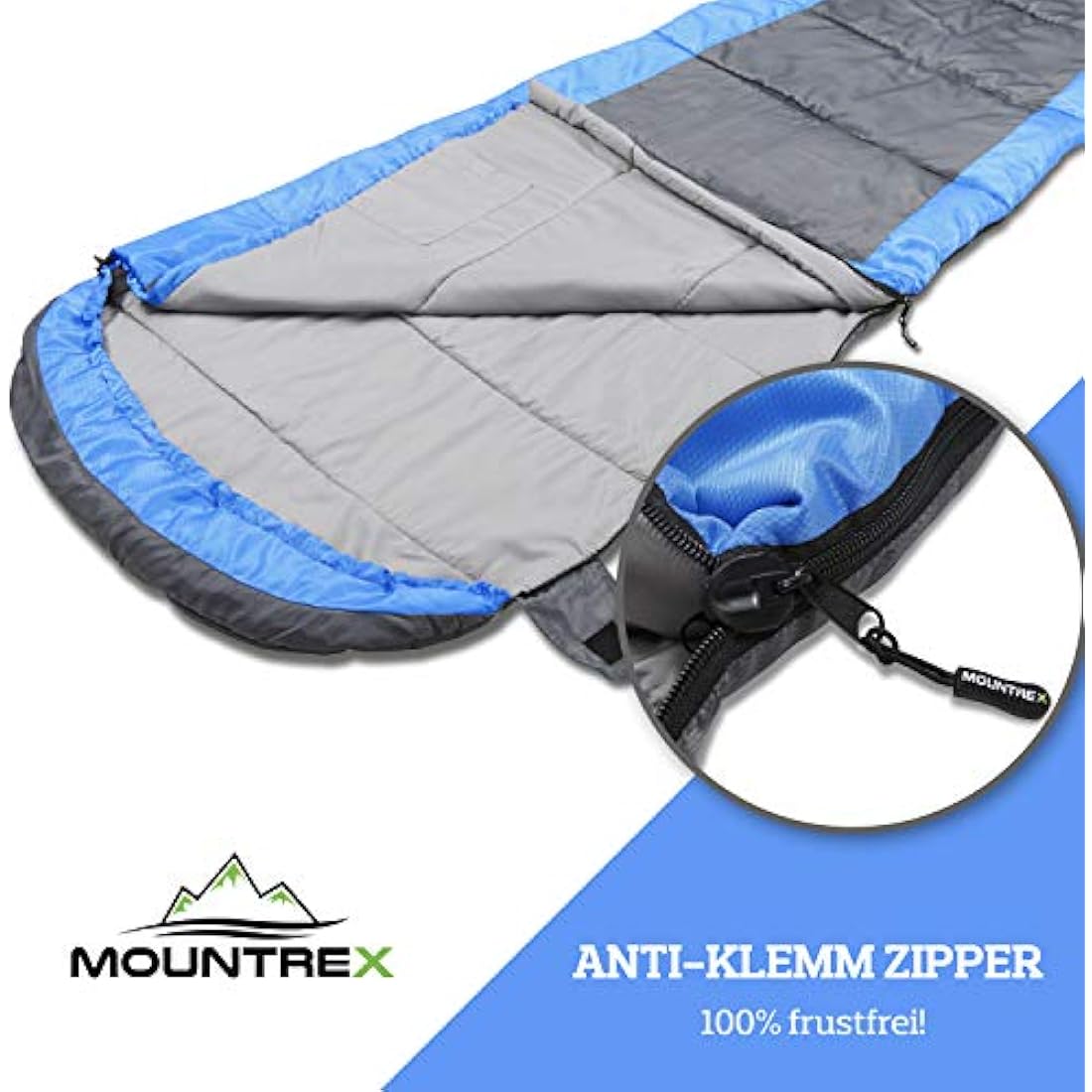 MOUNTREX® Sleeping Bag - Ultralight & Compact (850 g) - Outdoor Summer Sleeping Bag - Mummy Sleeping Bag (205 x 75 cm) - Small Pack Size and Lightweight - for Teenagers and Adults + Bonus Travel