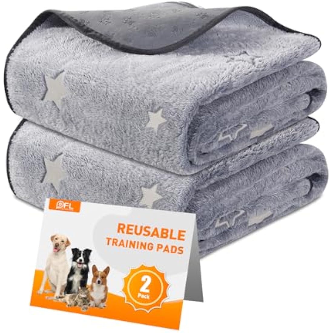 Washable Puppy Pads, 2 Packs Fast Absorption Reusable Puppy Pads, Dog Pee Pad, Waterproof Whelping Pads, Non-Slip Training Pads Pet Playpen Puppy Mat for Floor, Dog Crate -70x100cm