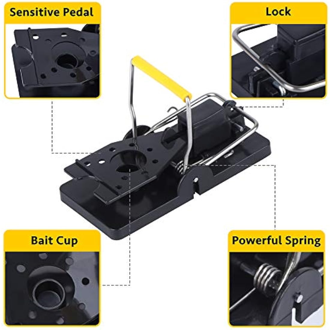 Trisiki Mouse Trap, 4 Pack Heavy Duty Reusable Snap Traps that Kill Instantly, High Sensitive Mice Catcher UK, Safe and Effective Rodent Trap for Indoors and Outdoors, Easy Set-up & Clean