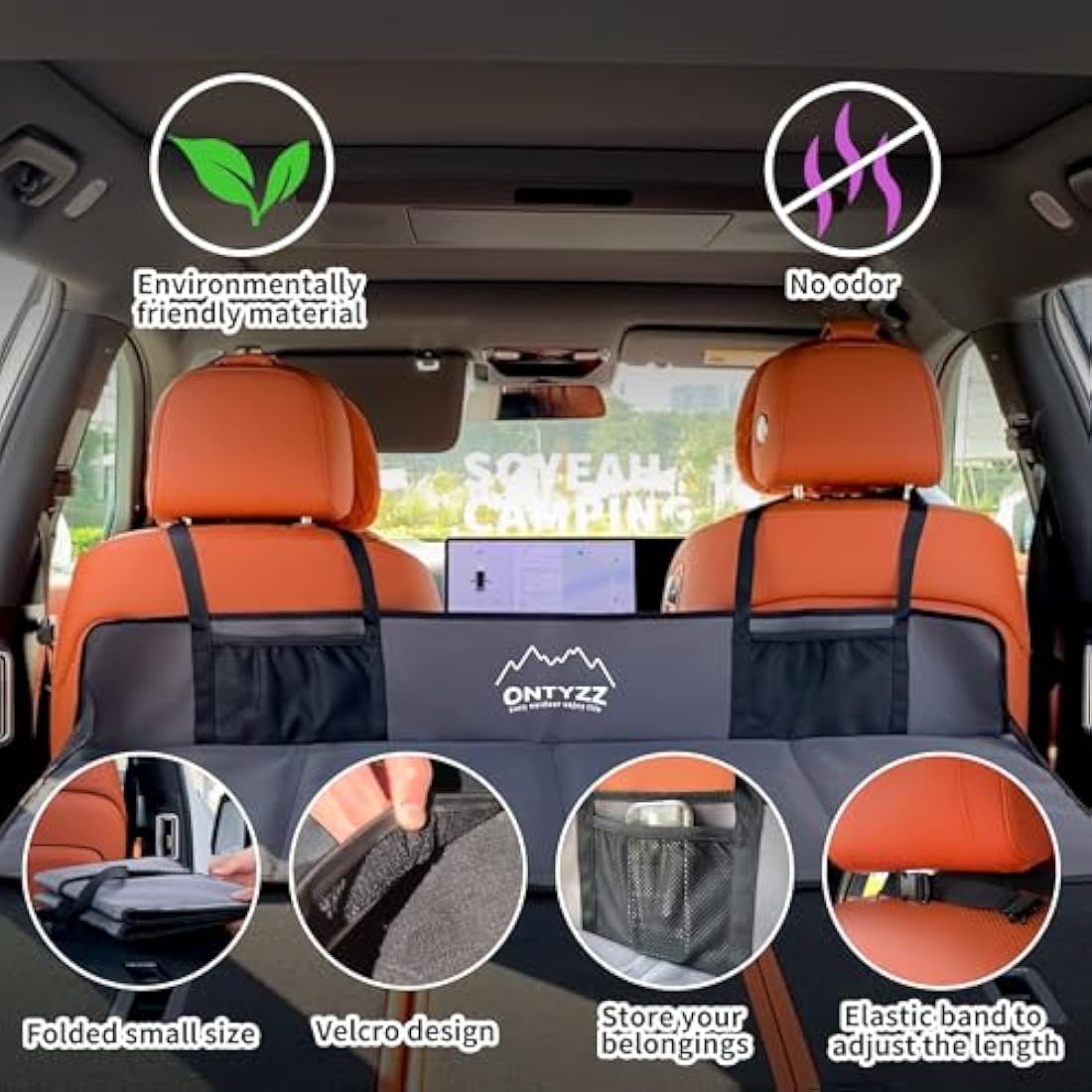 ONTYZZ Non-inflatable Car Camping Mattress Collapsible SUV Bed Mattress for Sleeping Portable Car Back Seat Extender for Car SUV Truck