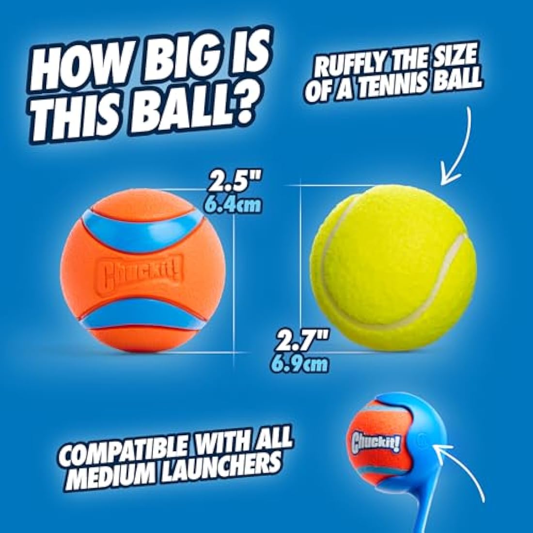 ChuckIt! Ultra Ball Dog Toy Chuckit Bucket Durable Rubber Dog Ball and Bucket High Bounce Floating Chuck It Launcher Compatible Toy Balls For Dogs with Carrier, 8 Pack, Medium