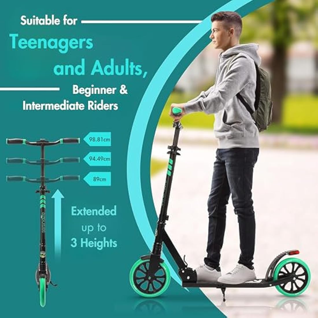 SereneLife, Kick Scooters, Scooter, Kids Scooters, Scooter for Kids Ages 8-12, Girls Scooter, Boys Scooter, Stunt Scooters for Teenagers 11-15, Folding Kick Scooter, Adult Scooters with Big Wheels