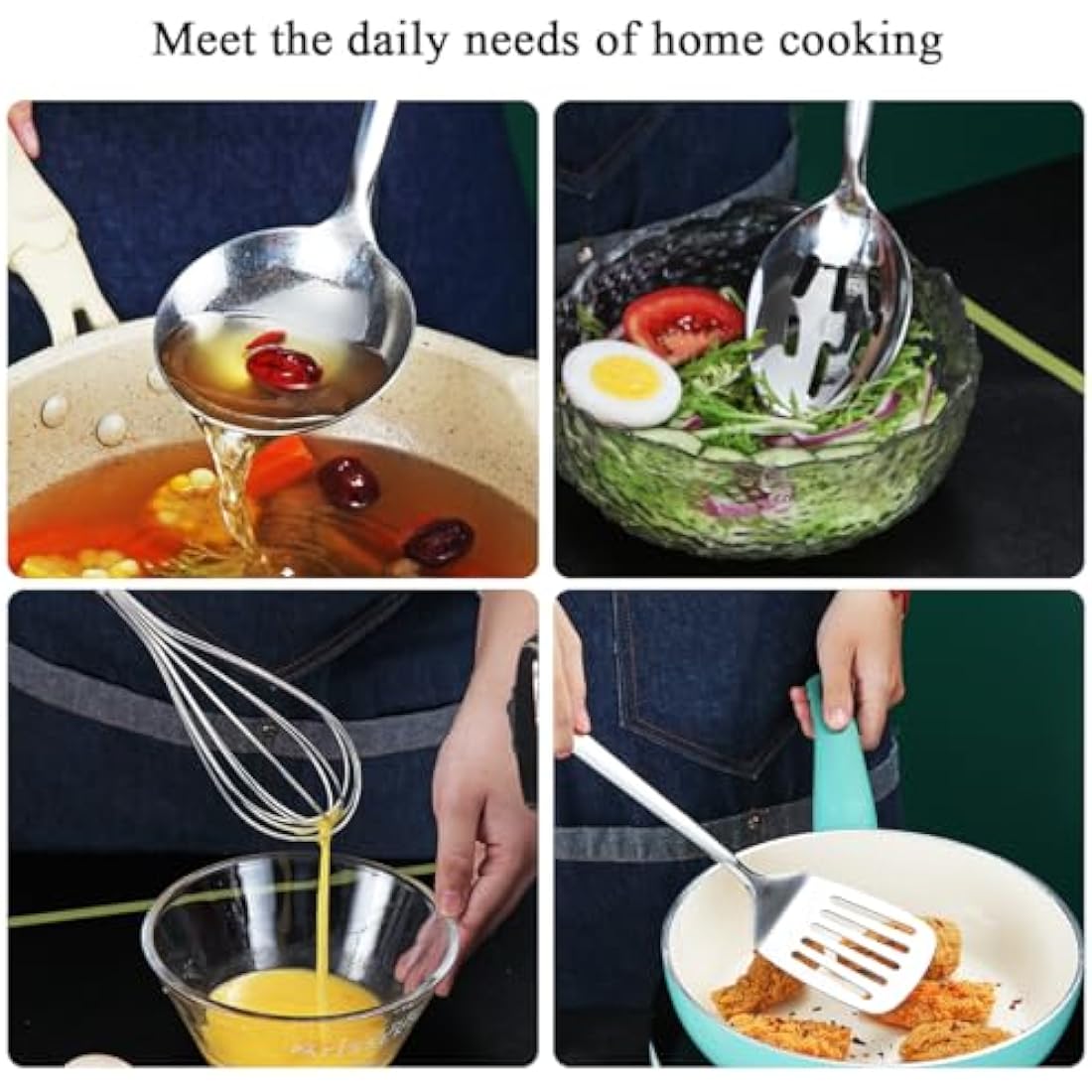 ReaNea Stainless Steel Kitchen Utensils Set 40 Pieces, Cooking Utensil Set with Utensils Holder, Kitchen Gadgets Kitchen Essentials New Home, House, Appartment Must Have, Metal Spatula Set