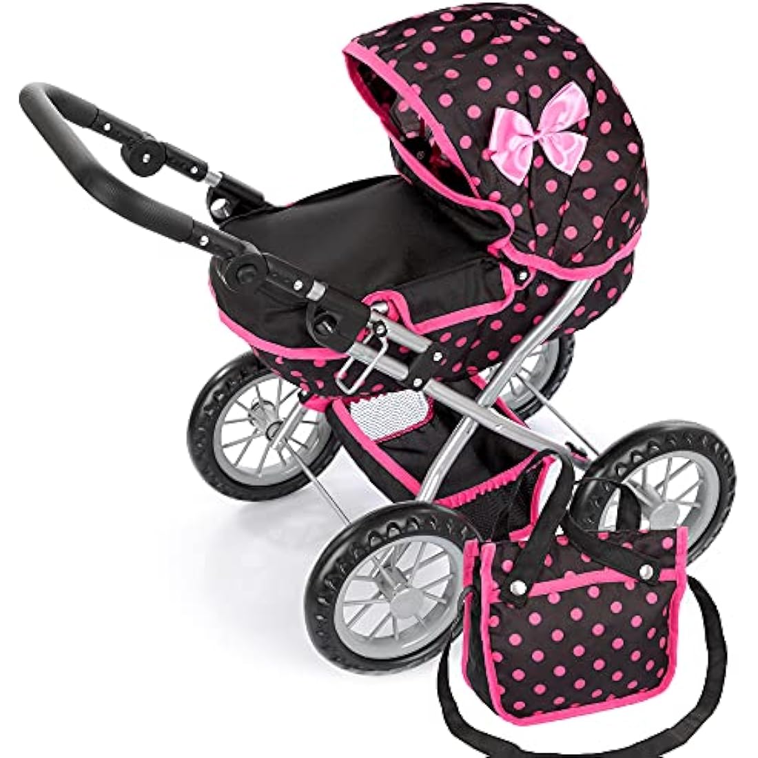 Kinderplay Dolls Pram | Toy Pram | Baby Doll Pram - Toy Pushchair | Dolls Buggy | Dolls Pushchair | Doll Stroller with Adjustable Handle (33-63 cm), model KP0262G