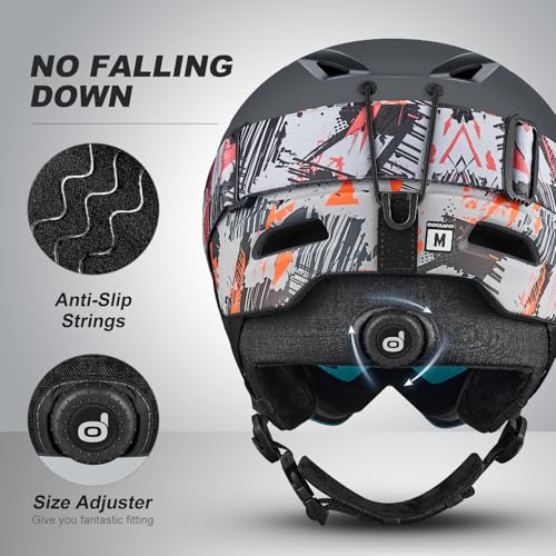 Odoland Snow Ski Helmet with Goggles Set - Sport Helmet with Protective Glasses for Men and Women - Windproof Adult and Youth Skiing Gear for