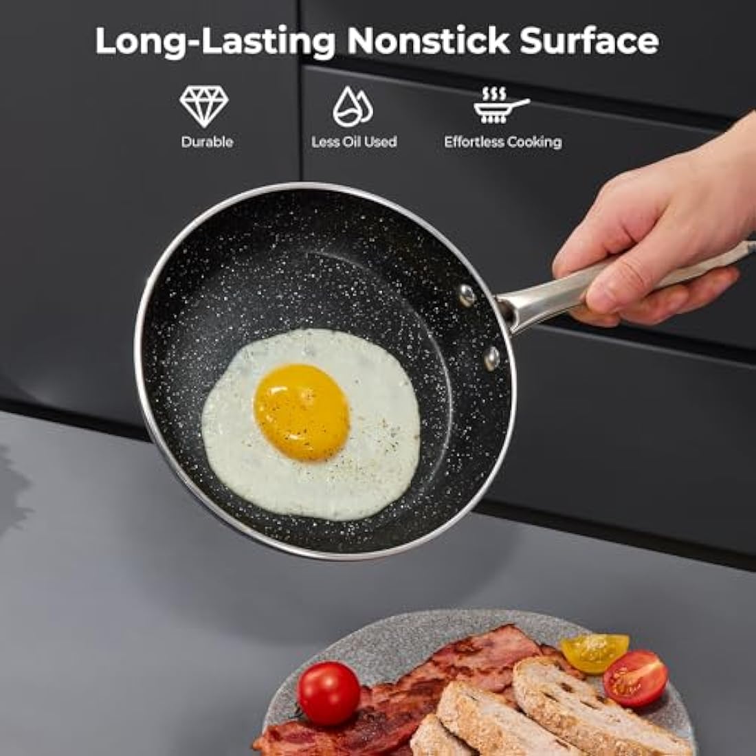 Nonstick Pots and Pans Set 10pcs, Induction hob Pan Set, Induction Compatible, Large Capacity Kitchen Cooking Pans