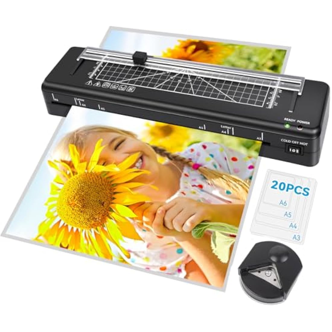 Laminator A3 Laminator Machine with Built-in Trimmer, Fast Warm-up, 13 Inches Cold and Thermal Laminator with 20 Laminating Sheets, Portable Laminating Machine for Home School Use (A3 laminator UK)