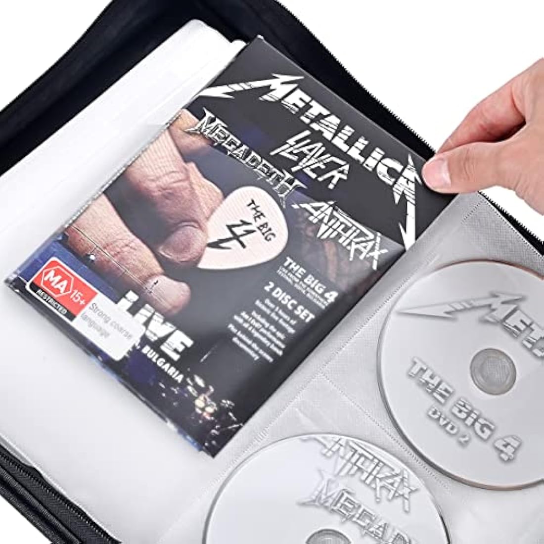 LIOVODE DVD Case 200 DVDs and 100 Booklets Capacity, Storage CDs with Booklet Inserts Media Organizer Holder Black CD Wallet for Home and Car