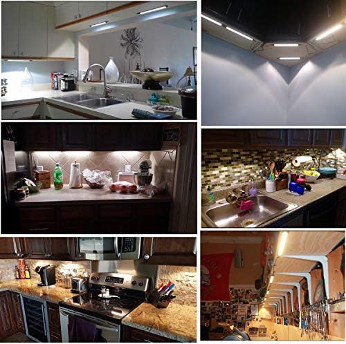 AlBOO Under Cabinet Kitchen Light - Wired LED Dimmable Warm White, 28cm Cupboard Light 12V Plug-in With Mains, Ultra Thin Fixture for Counter Display - 4 Pack