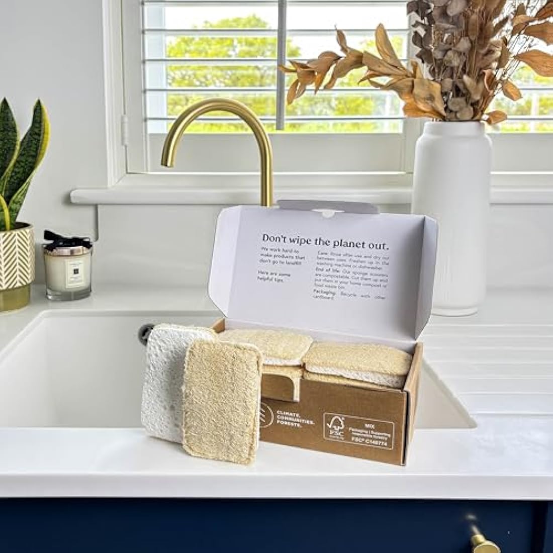 Seep Eco Sponges Washing Up - 12 Pack Multipack Compostable Kitchen Sponge - Cleaning Sponges Made Using Loofah - Sponge Scourer