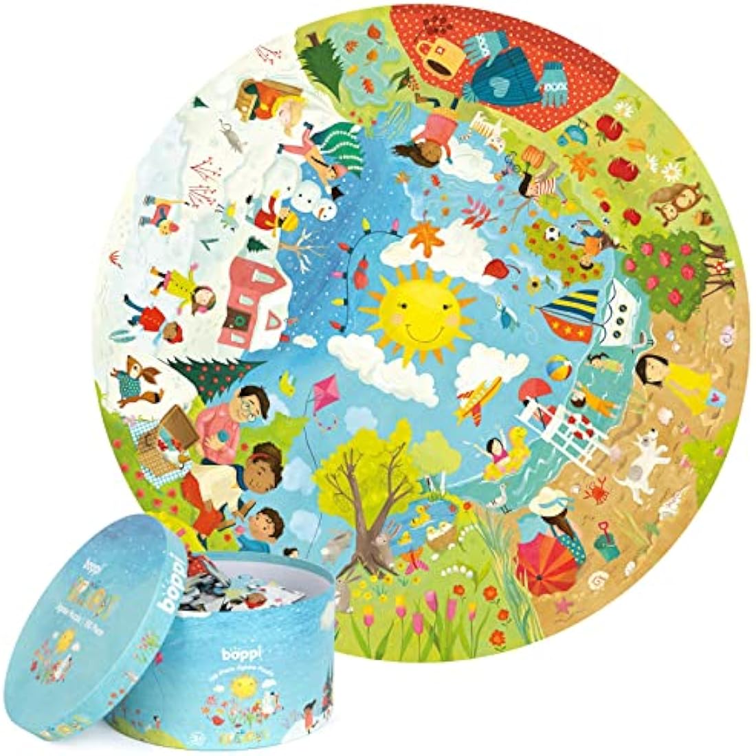 Boppi puzzles for 5+ year olds / 150 Piece Round Circle Jigsaw Puzzles for Kids Aged 5-8 Made with 100% Recycled Card – Seasons
